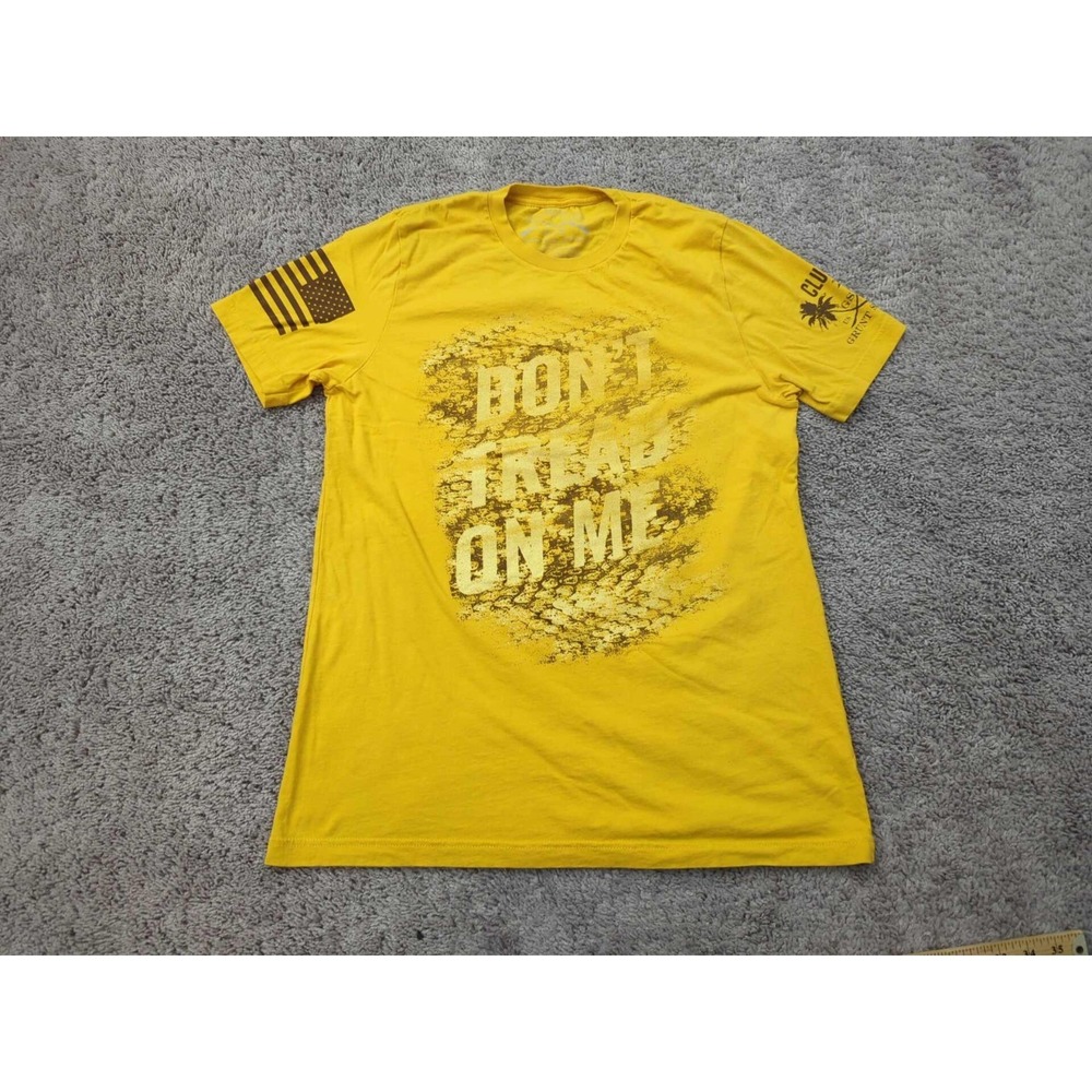 Grunt Style T Shirt Mens L Yellow "Don't Tread on Me" USA Flag Freedom Patriotic